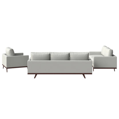 Chester 3-Piece Leather Living Room Sofa Set with Birch Wood Base - Elax Furniture