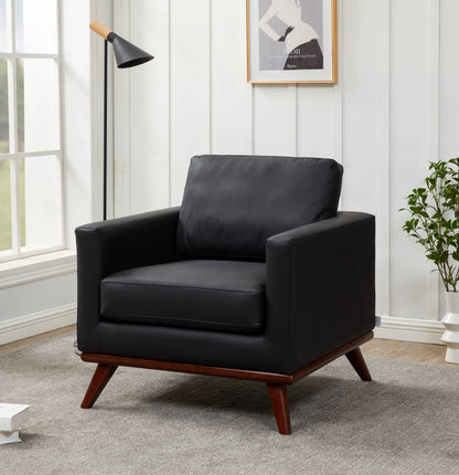 Chester Modern Leather Accent Arm Chair With Birch Wood Base - Elax Furniture