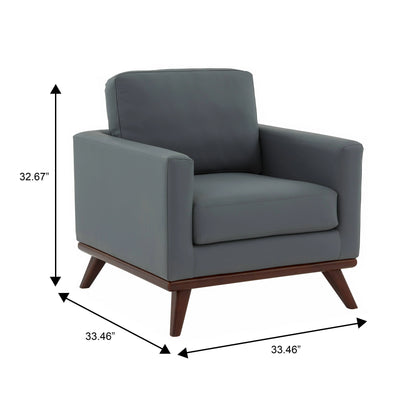 Chester Modern Leather Accent Arm Chair With Birch Wood Base - Elax Furniture