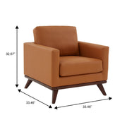 Chester Modern Leather Accent Arm Chair With Birch Wood Base - Elax Furniture