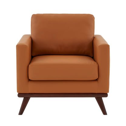 Chester Modern Leather Accent Arm Chair With Birch Wood Base - Elax Furniture