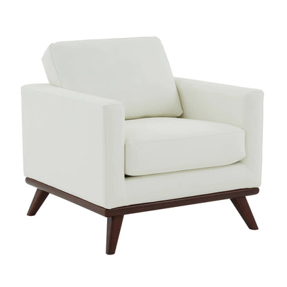 Chester Modern Leather Accent Arm Chair With Birch Wood Base - Elax Furniture