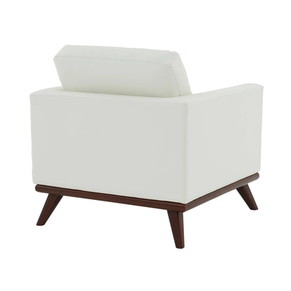 Chester Modern Leather Accent Arm Chair With Birch Wood Base - Elax Furniture