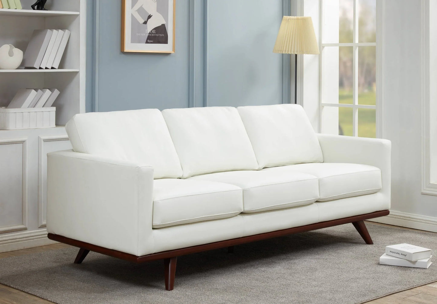 Chester 3-Seater Leather Full Size Sofa in Birch Wood Base - Elax Furniture