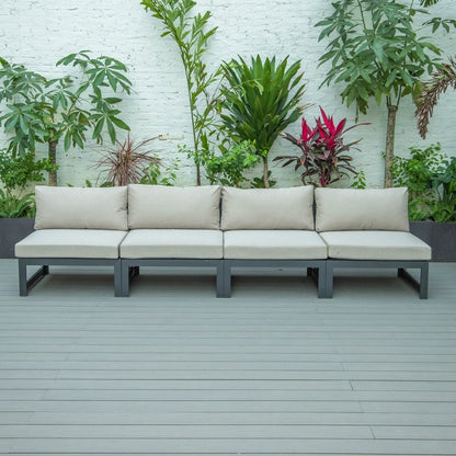 Chelsea 4-Piece Middle Patio Chairs Black Aluminum With Cushions - Elax Furniture