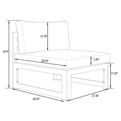 Chelsea 4-Piece Middle Patio Chairs Black Aluminum With Cushions - Elax Furniture