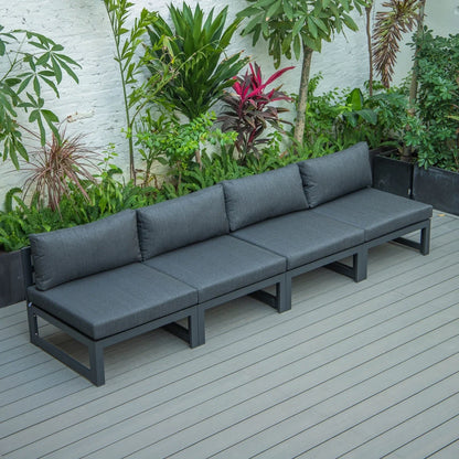 Chelsea 4-Piece Middle Patio Chairs Black Aluminum With Cushions - Elax Furniture