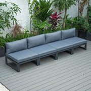 Chelsea 4-Piece Middle Patio Chairs Black Aluminum With Cushions - Elax Furniture