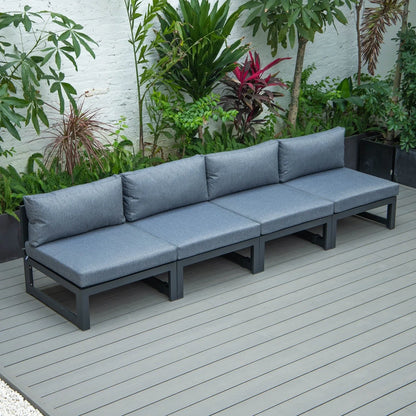 Chelsea 4-Piece Middle Patio Chairs Black Aluminum With Cushions - Elax Furniture