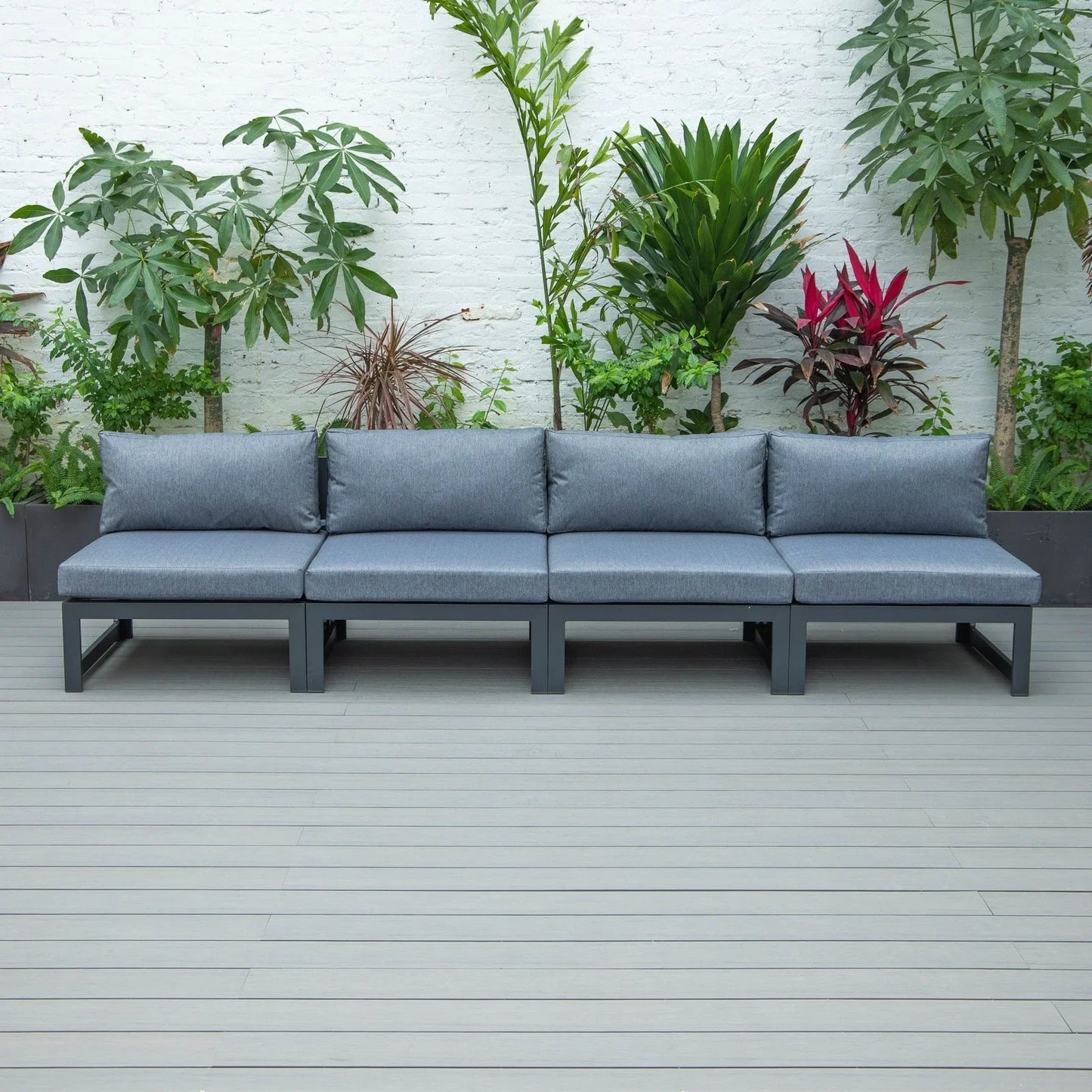 Chelsea 4-Piece Middle Patio Chairs Black Aluminum With Cushions - Elax Furniture