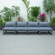 Chelsea 4-Piece Middle Patio Chairs Black Aluminum With Cushions - Elax Furniture