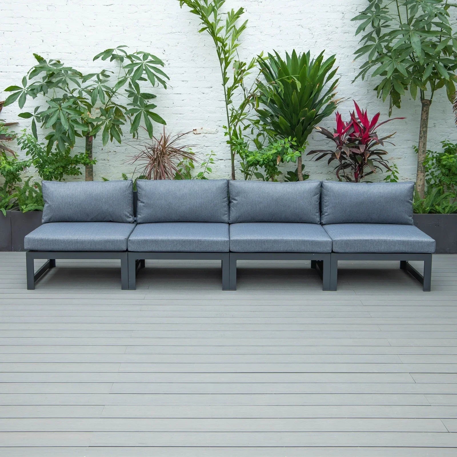 Chelsea 4-Piece Middle Patio Chairs Black Aluminum With Cushions - Elax Furniture