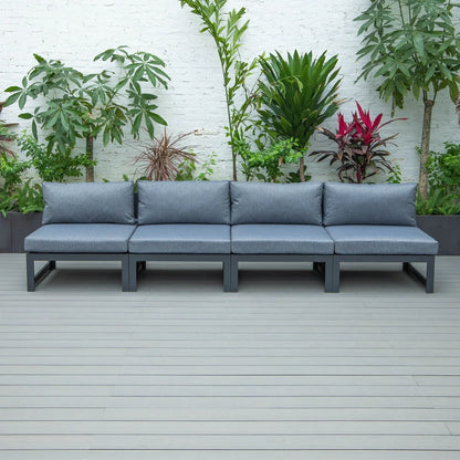 Chelsea 4-Piece Middle Patio Chairs Black Aluminum With Cushions - Elax Furniture