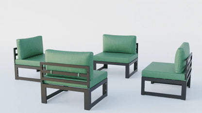 Chelsea 4-Piece Middle Patio Chairs Black Aluminum With Cushions - Elax Furniture