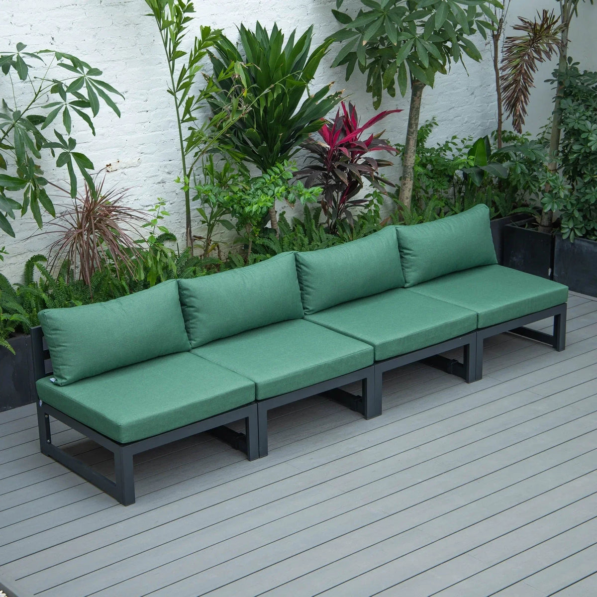 Chelsea 4-Piece Middle Patio Chairs Black Aluminum With Cushions - Elax Furniture