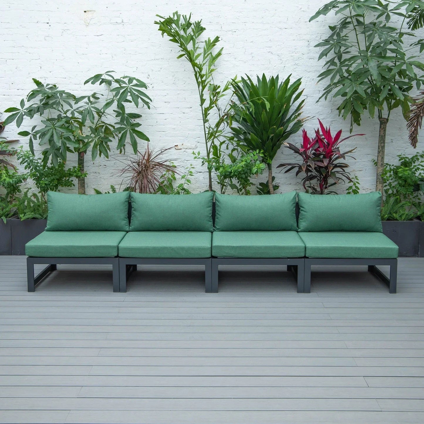 Chelsea 4-Piece Middle Patio Chairs Black Aluminum With Cushions - Elax Furniture