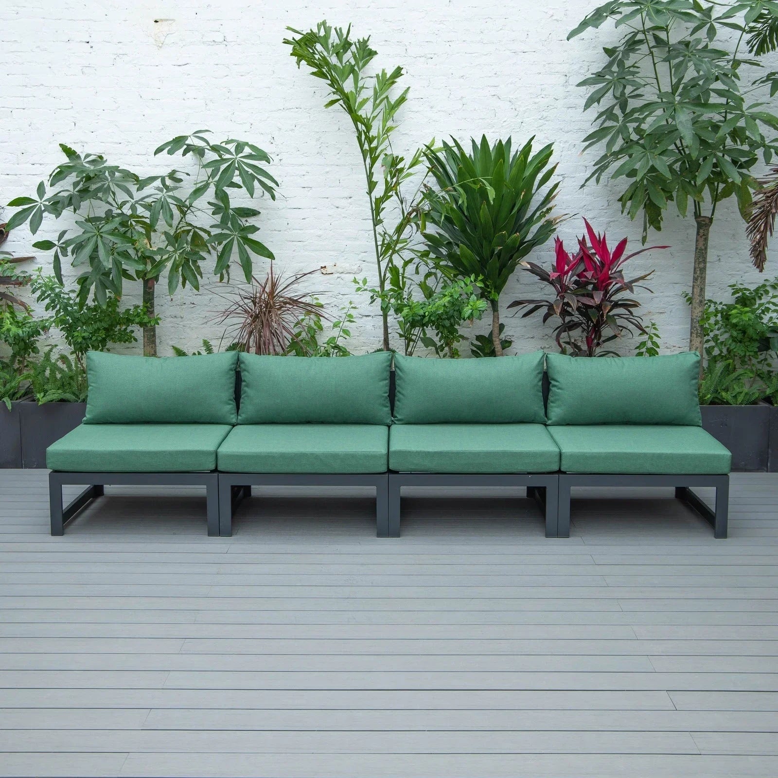 Chelsea 4-Piece Middle Patio Chairs Black Aluminum With Cushions - Elax Furniture