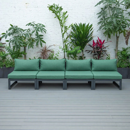 Chelsea 4-Piece Middle Patio Chairs Black Aluminum With Cushions - Elax Furniture