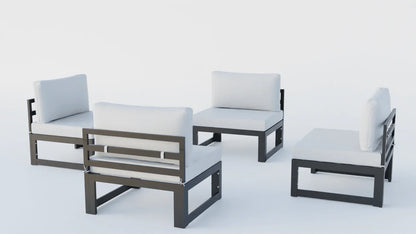 Chelsea 4-Piece Middle Patio Chairs Black Aluminum With Cushions - Elax Furniture