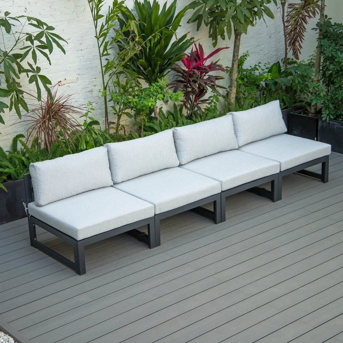 Chelsea 4-Piece Middle Patio Chairs Black Aluminum With Cushions - Elax Furniture