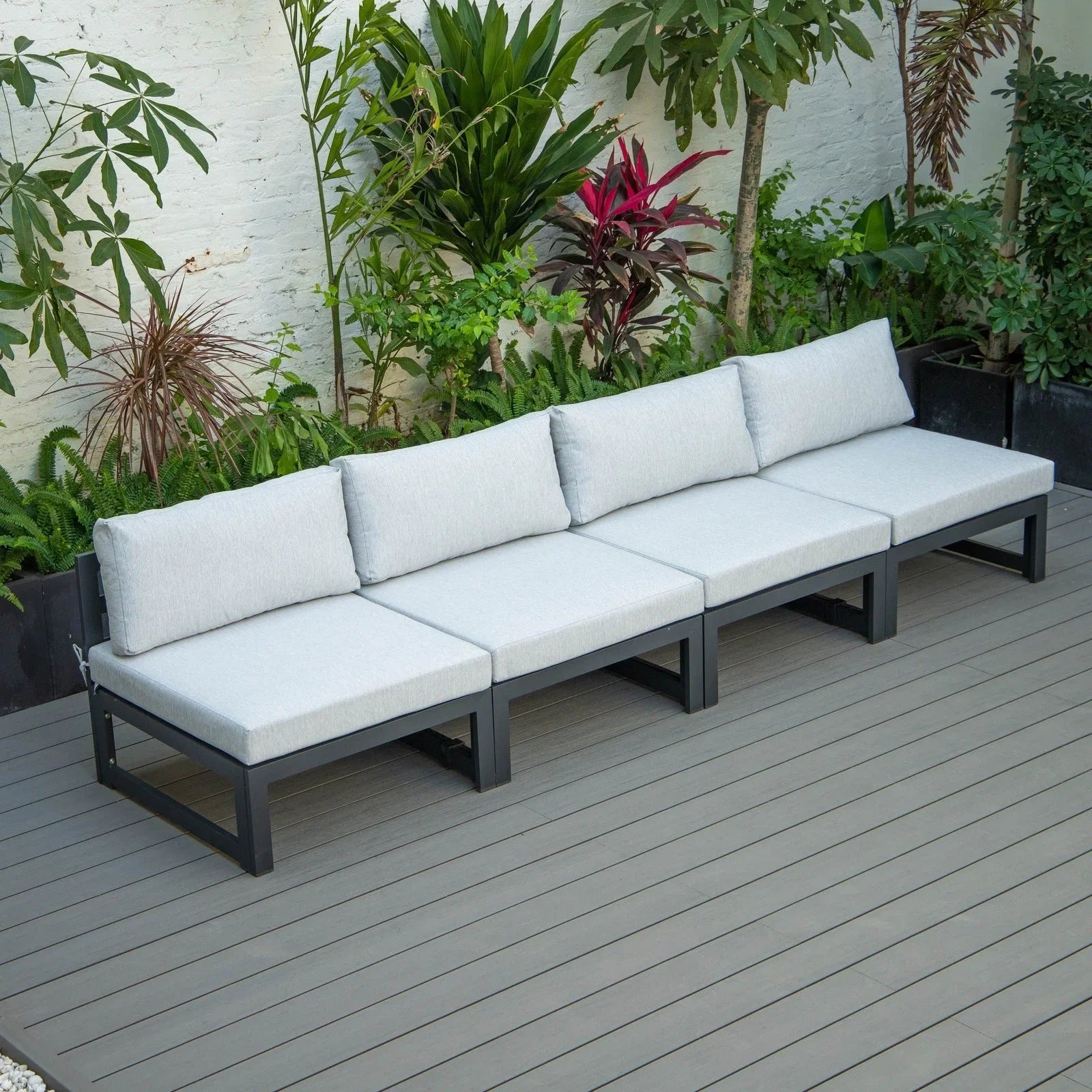 Chelsea 4-Piece Middle Patio Chairs Black Aluminum With Cushions - Elax Furniture