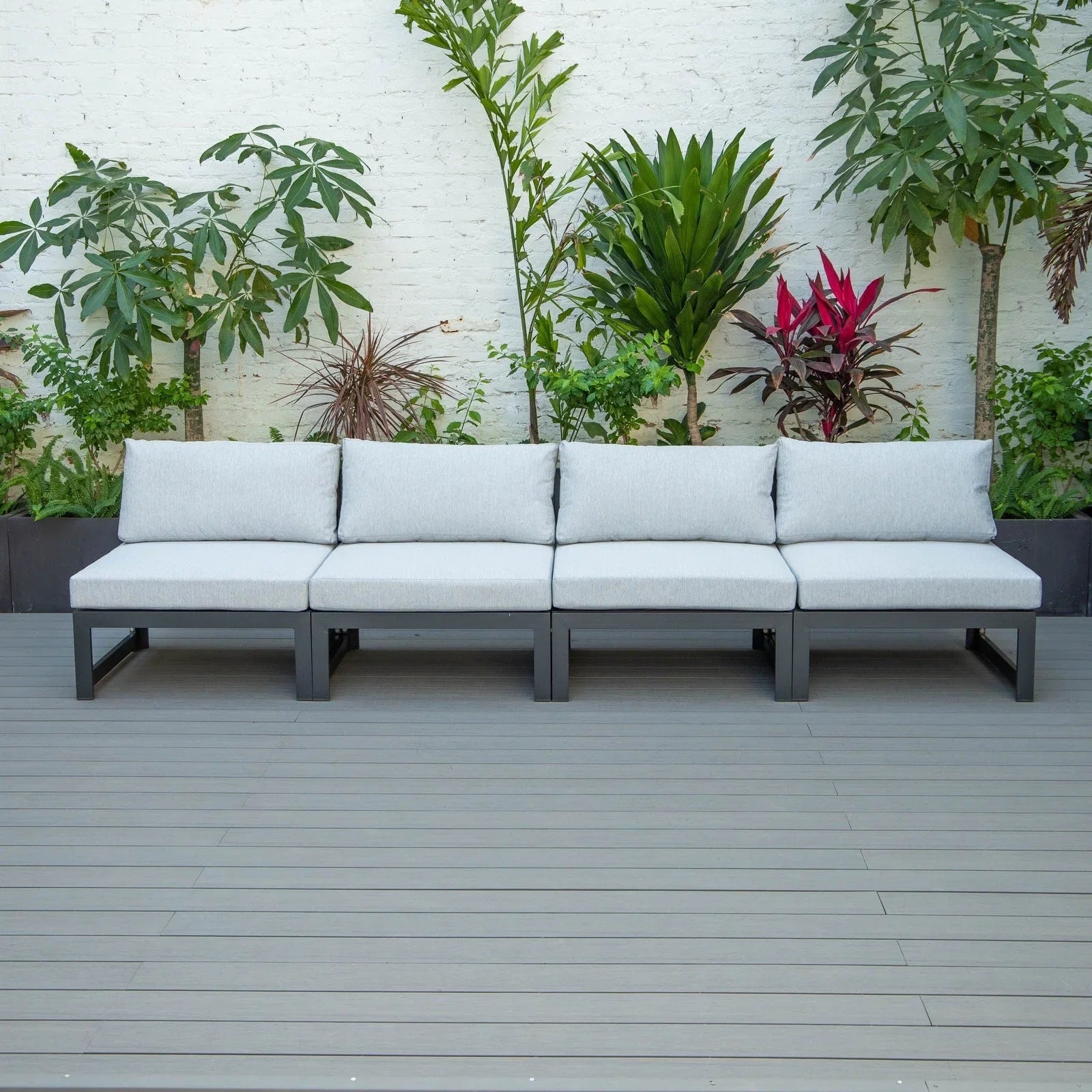 Chelsea 4-Piece Middle Patio Chairs Black Aluminum With Cushions - Elax Furniture