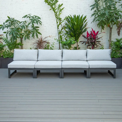 Chelsea 4-Piece Middle Patio Chairs Black Aluminum With Cushions - Elax Furniture