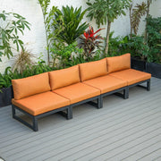 Chelsea 4-Piece Middle Patio Chairs Black Aluminum With Cushions - Elax Furniture