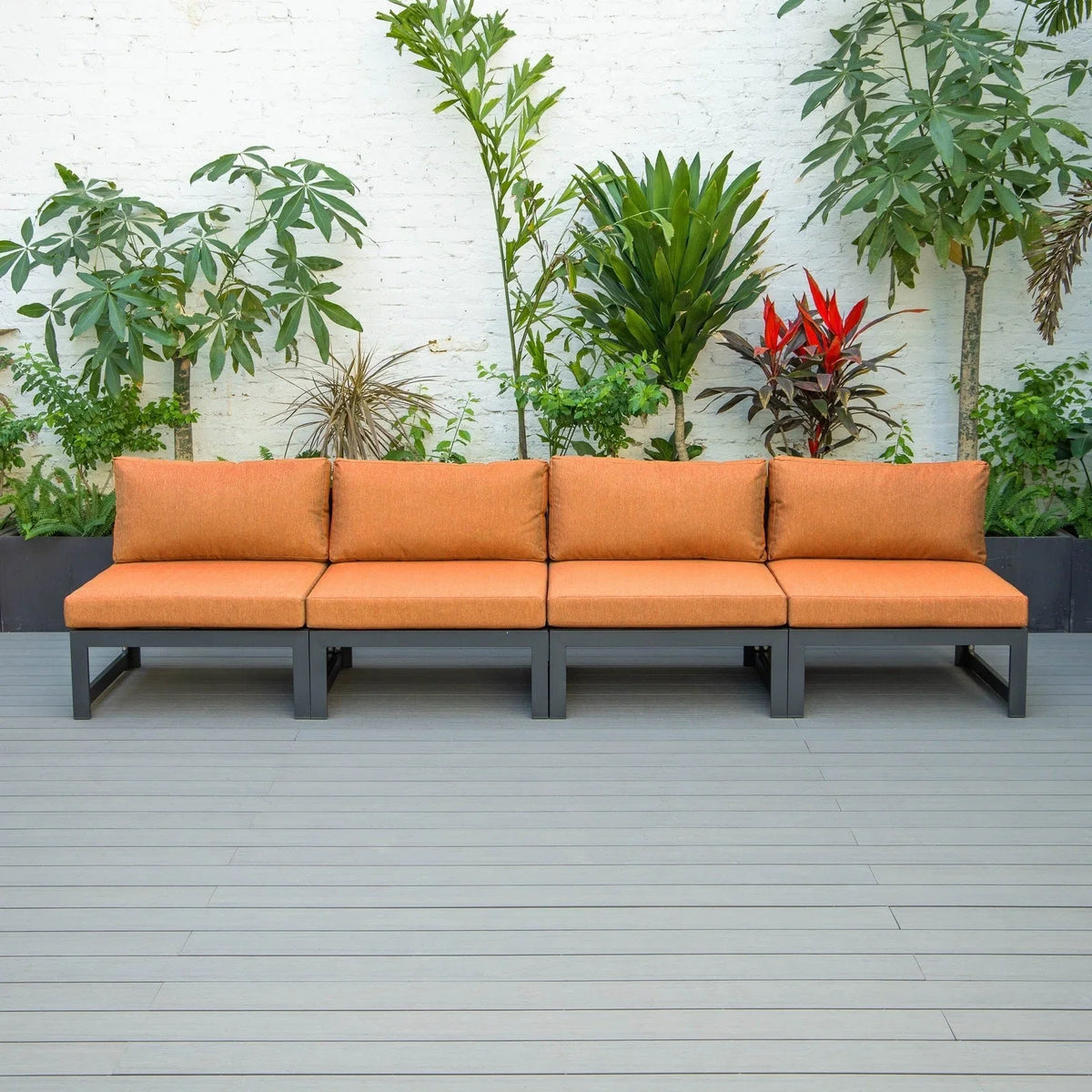 Chelsea 4-Piece Middle Patio Chairs Black Aluminum With Cushions - Elax Furniture