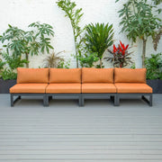 Chelsea 4-Piece Middle Patio Chairs Black Aluminum With Cushions - Elax Furniture