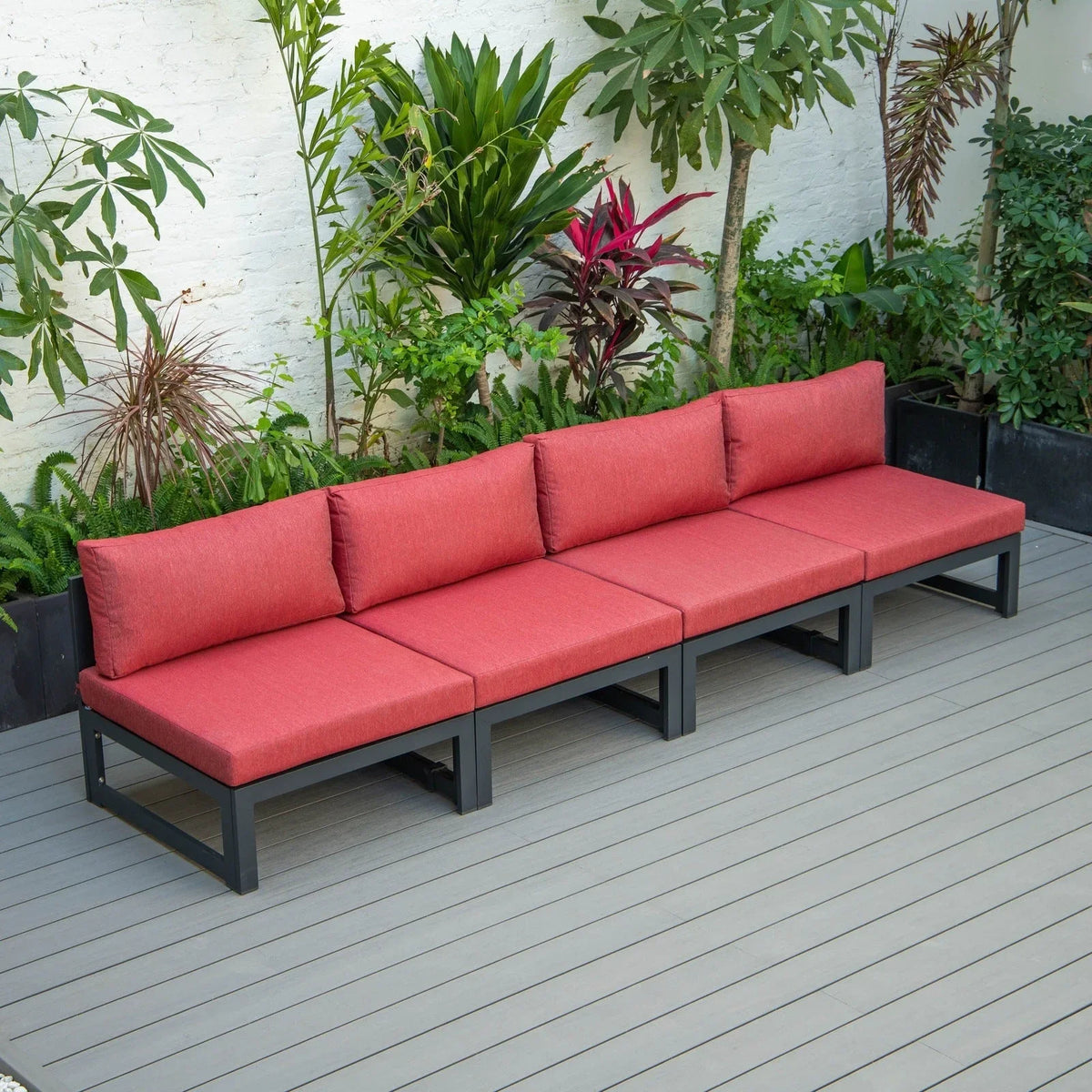 Chelsea 4-Piece Middle Patio Chairs Black Aluminum With Cushions - Elax Furniture