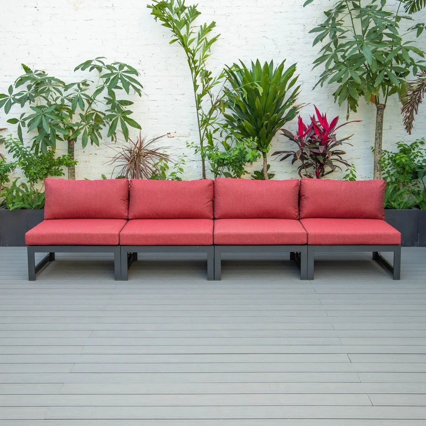 Chelsea 4-Piece Middle Patio Chairs Black Aluminum With Cushions - Elax Furniture