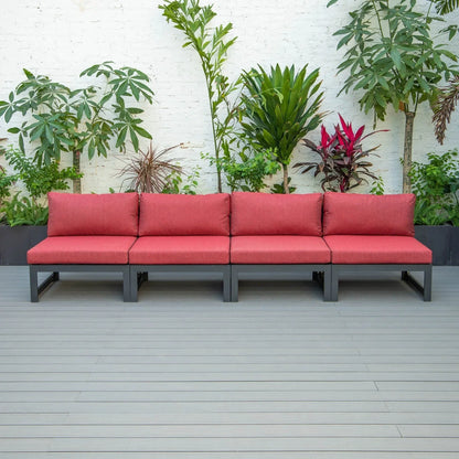 Chelsea 4-Piece Middle Patio Chairs Black Aluminum With Cushions - Elax Furniture