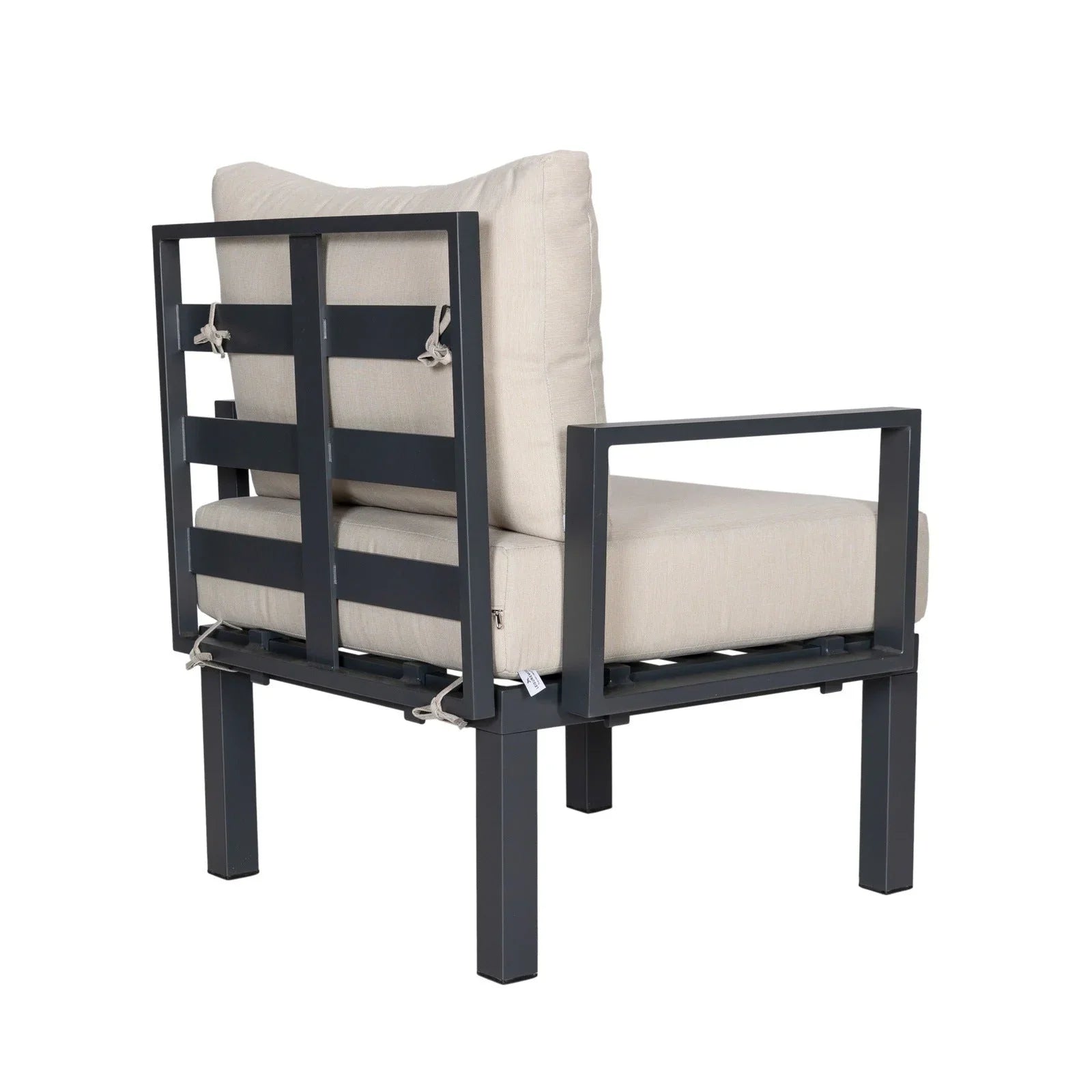 Chelsea 7-Piece Patio Sectional Set in Black Aluminum with Fire Pit Table - Elax Furniture