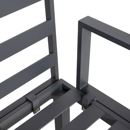 Chelsea 7-Piece Patio Sectional Set in Black Aluminum with Fire Pit Table - Elax Furniture