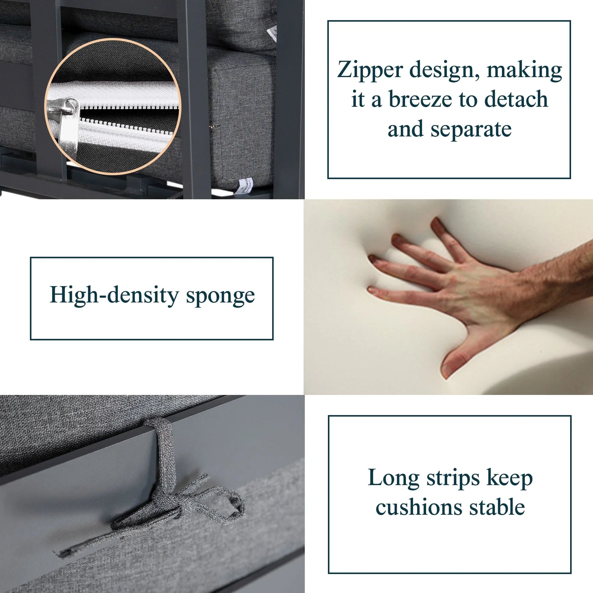 Chelsea 7-Piece Patio Sectional Set in Black Aluminum with Fire Pit Table - Elax Furniture