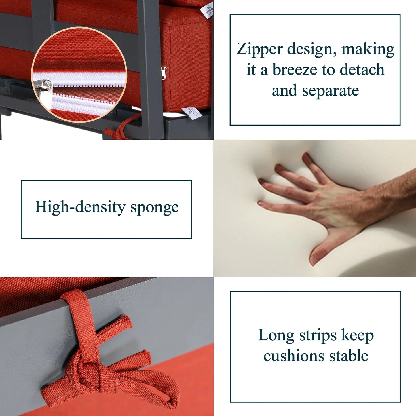 Chelsea 7-Piece Patio Sectional Set in Black Aluminum with Fire Pit Table - Elax Furniture