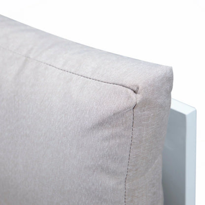 Chelsea 7-Piece Patio Sectional And Fire Pit Table In White Aluminum With Cushions - Elax Furniture