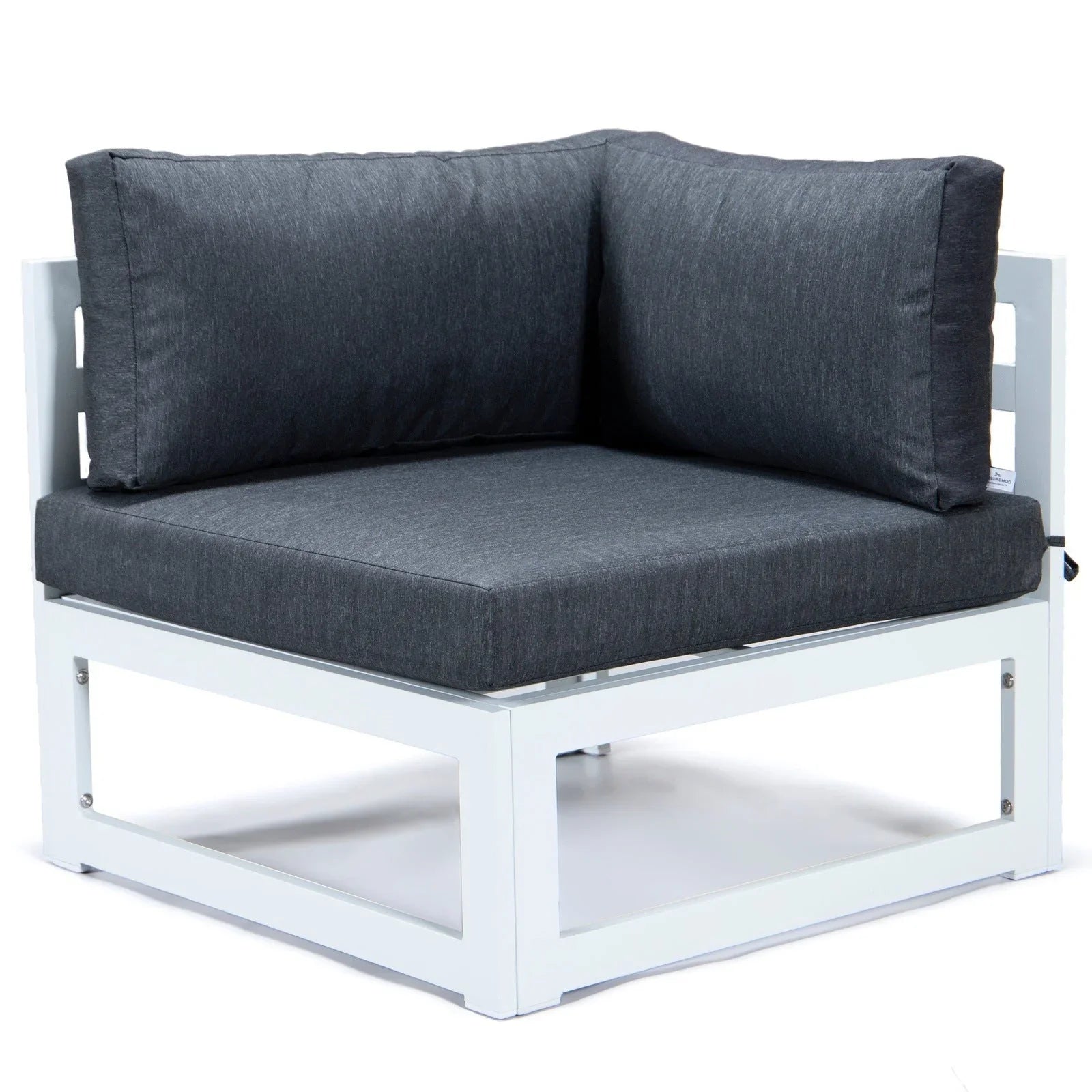 Chelsea 7-Piece Patio Sectional And Fire Pit Table In White Aluminum With Cushions - Elax Furniture