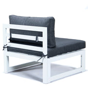 Chelsea 7-Piece Patio Sectional And Fire Pit Table In White Aluminum With Cushions - Elax Furniture