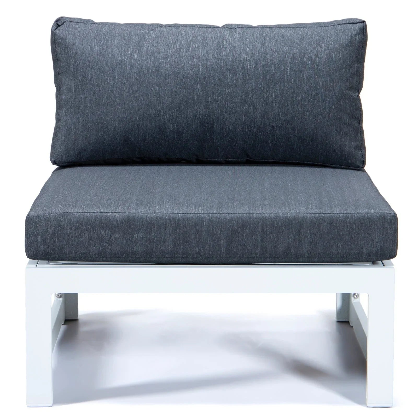 Chelsea 7-Piece Patio Sectional And Fire Pit Table In White Aluminum With Cushions - Elax Furniture