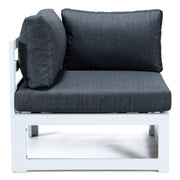 Chelsea 7-Piece Patio Sectional And Fire Pit Table In White Aluminum With Cushions - Elax Furniture