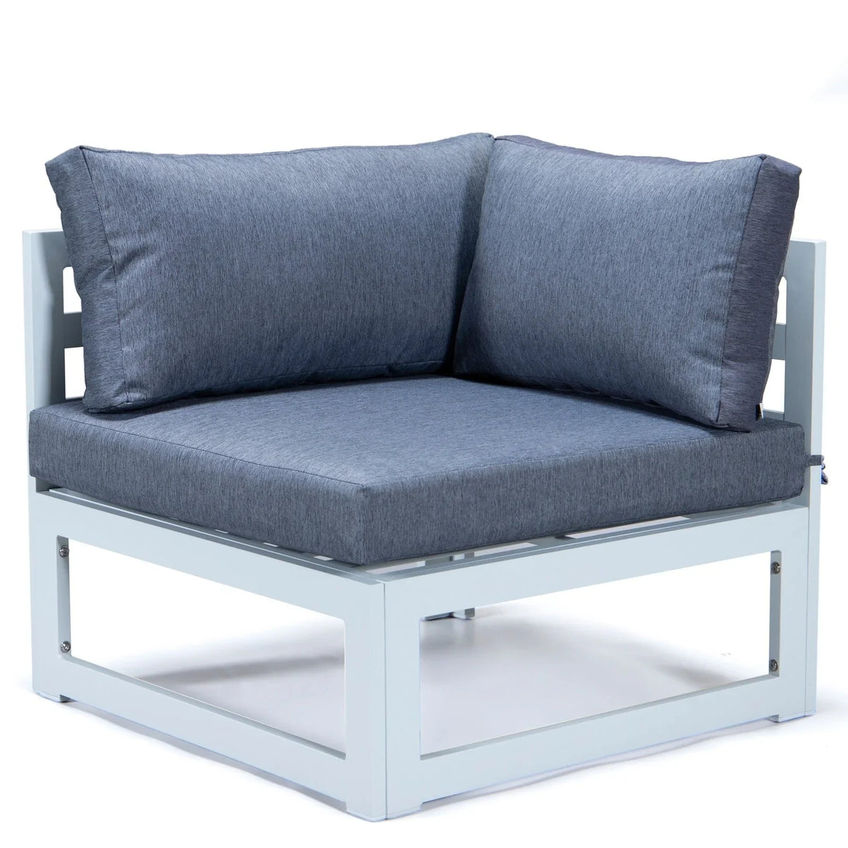 Chelsea 7-Piece Patio Sectional And Fire Pit Table In White Aluminum With Cushions - Elax Furniture