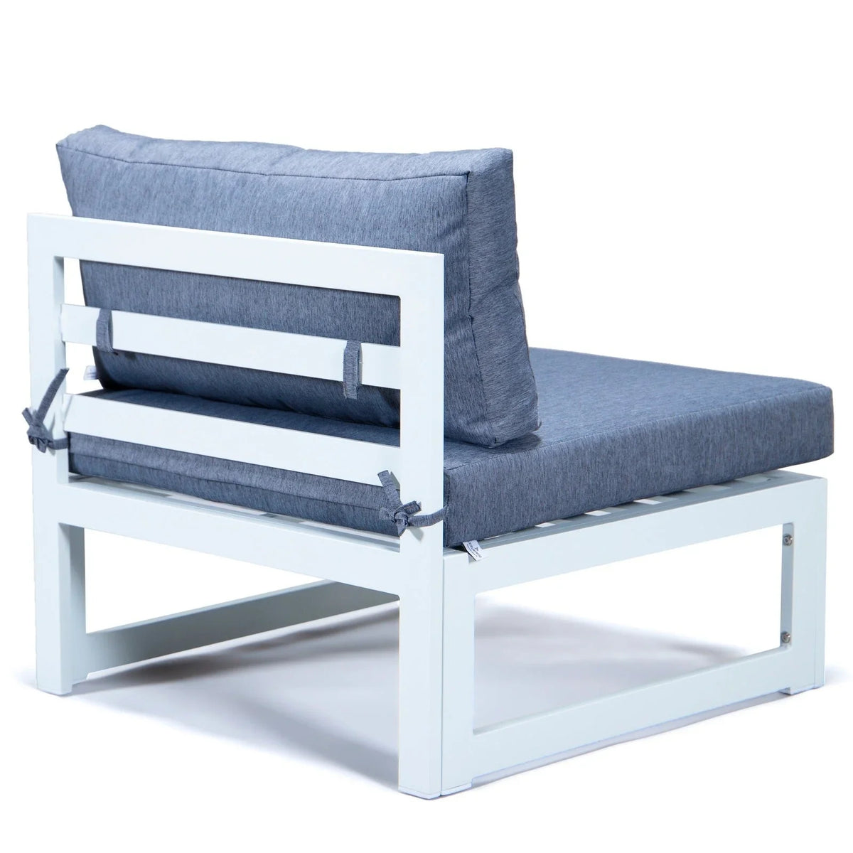 Chelsea 7-Piece Patio Sectional And Fire Pit Table In White Aluminum With Cushions - Elax Furniture