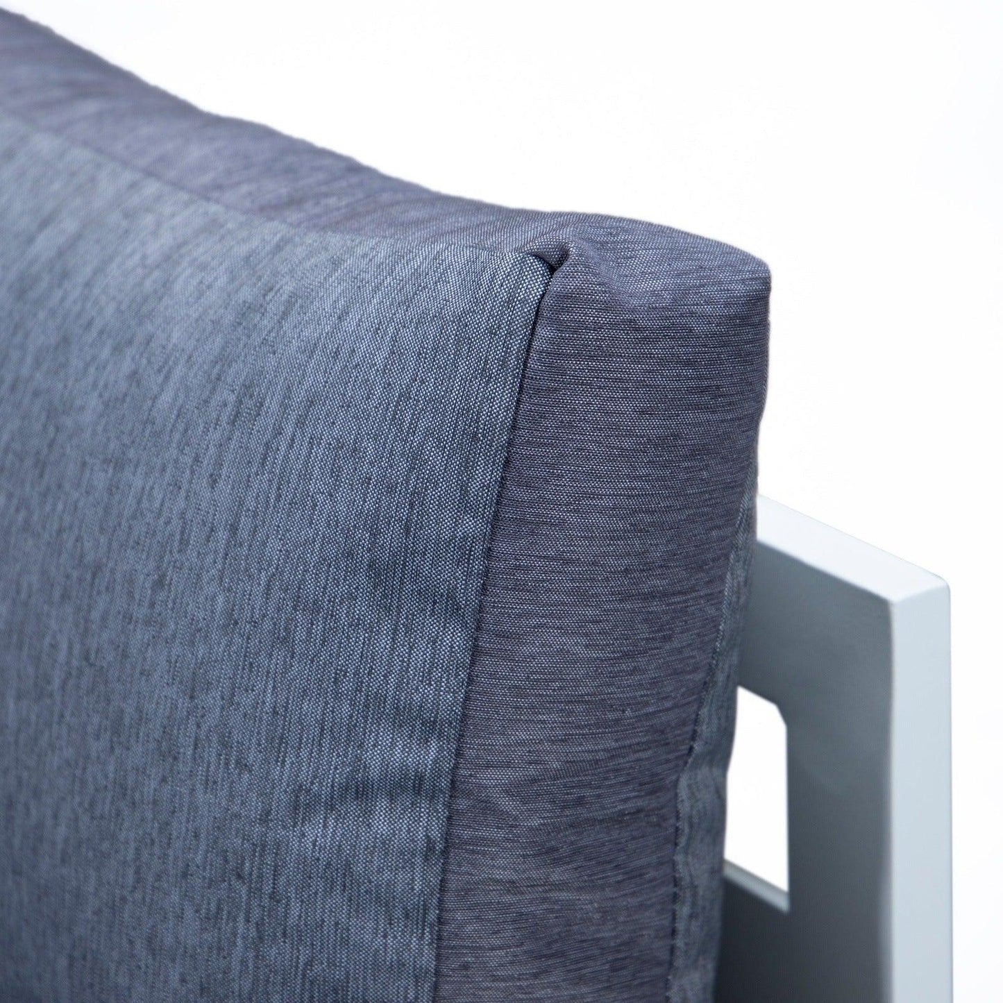 Chelsea 7-Piece Patio Sectional And Fire Pit Table In White Aluminum With Cushions - Elax Furniture