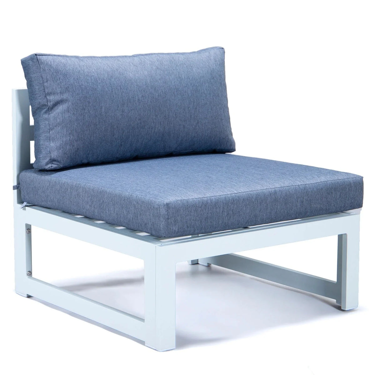 Chelsea 7-Piece Patio Sectional And Fire Pit Table In White Aluminum With Cushions - Elax Furniture