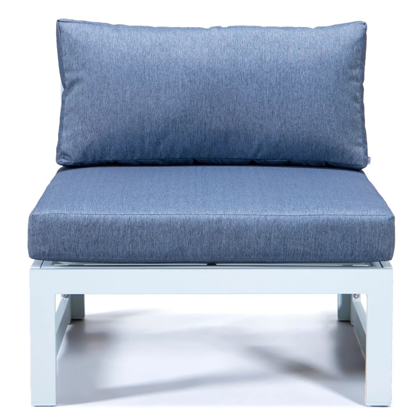 Chelsea 7-Piece Patio Sectional And Fire Pit Table In White Aluminum With Cushions - Elax Furniture