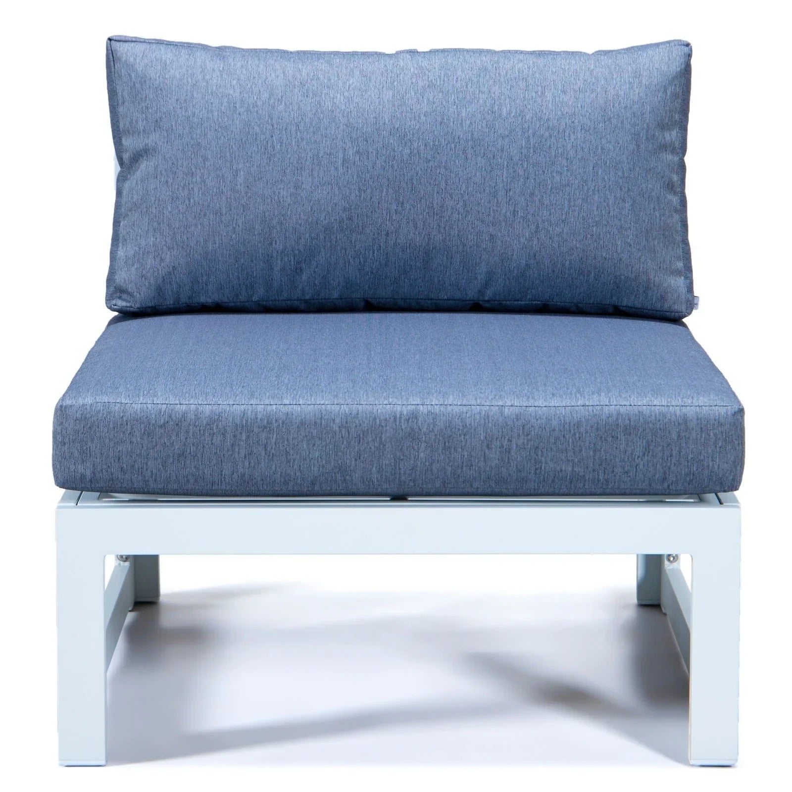 Chelsea 7-Piece Patio Sectional And Fire Pit Table In White Aluminum With Cushions - Elax Furniture