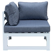 Chelsea 7-Piece Patio Sectional And Fire Pit Table In White Aluminum With Cushions - Elax Furniture