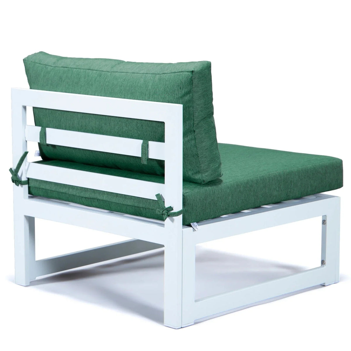Chelsea 7-Piece Patio Sectional And Fire Pit Table In White Aluminum With Cushions - Elax Furniture